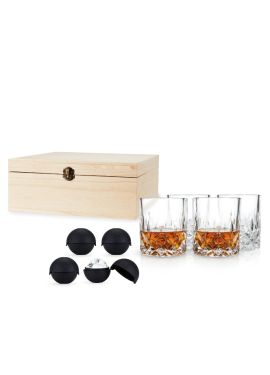 Viski Liquor Glass + Ice Sphere Box (Set of 8)