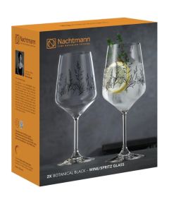 Natchmann Tattoo Wine/Spritz Glass Botanical Black