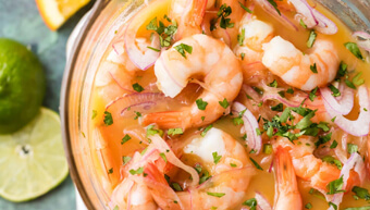 Simple, delicious and low carb! Get back on track with the delicious Shrimp Ceviche recipe.